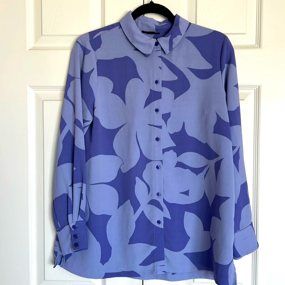 Retro pattern long sleeve blouse.two tone purple.